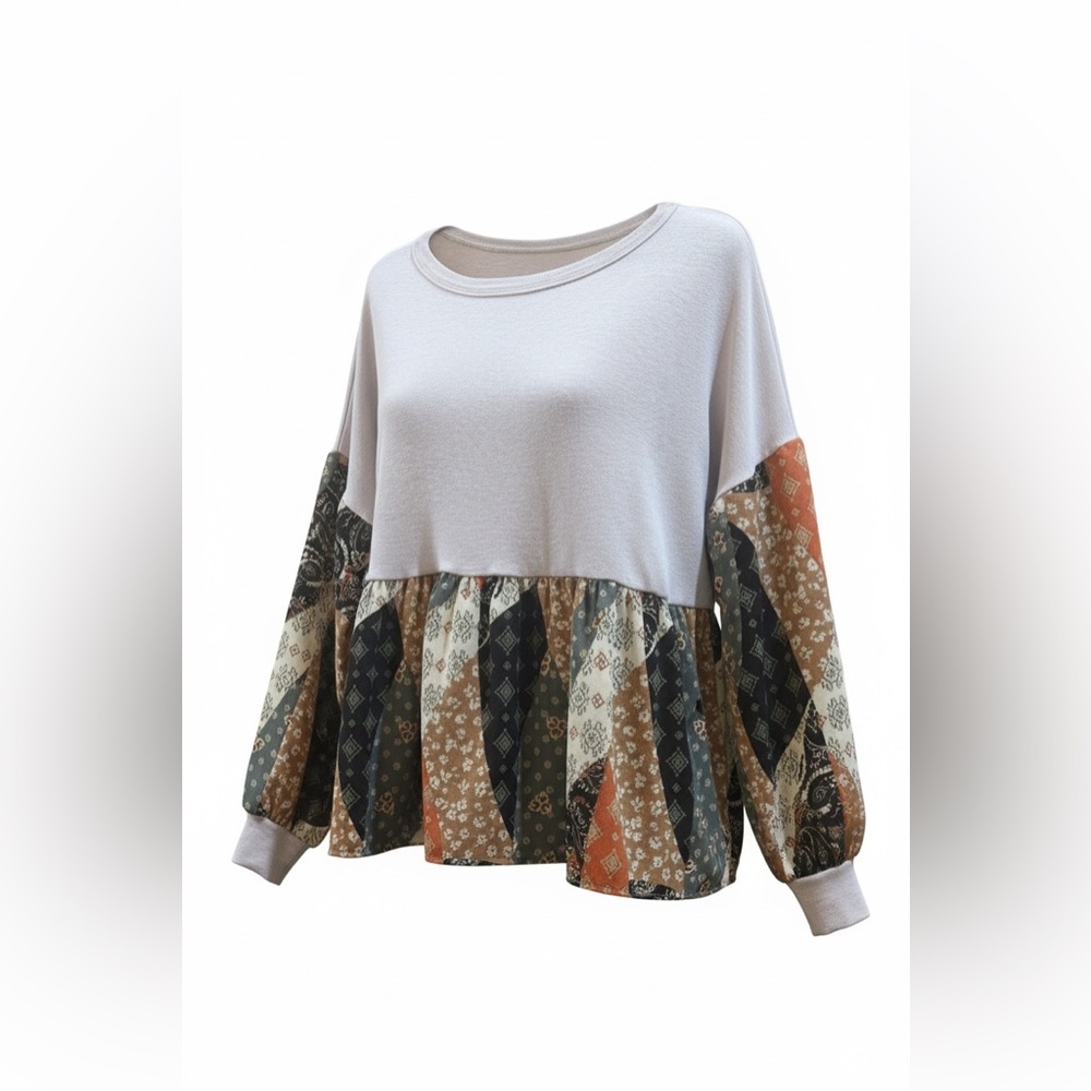 HAPTICS BUBBLE LONG SLEEVE BOHO
PATCHWORK PEPLUM … - image 3